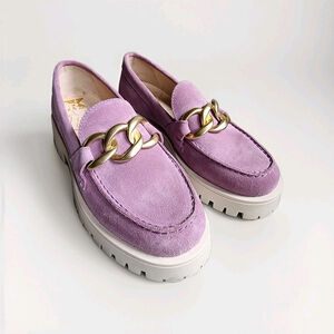 PX Chunky Loafer Lila Lilac Purple German Made 💜 Gold Metal Accents Sz US 8.5